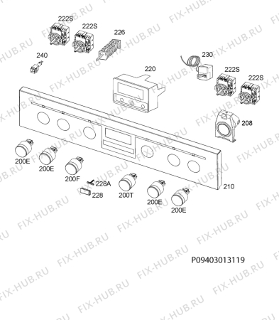 Взрыв-схема плиты (духовки) Zanussi ZCV6601MX - Схема узла Command panel 037